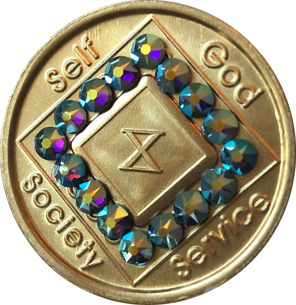 1 - 40 Year Official NA Medallion With Amethyst AB Swarovski Crystal - RecoveryChip