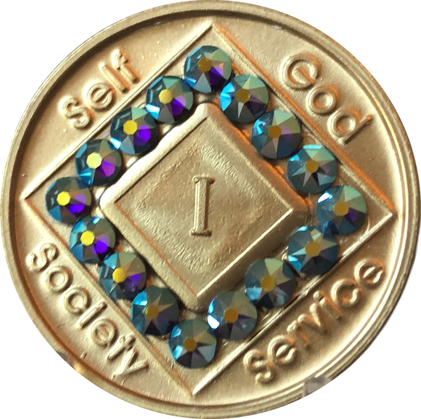 1 - 40 Year Official NA Medallion With Amethyst AB Swarovski Crystal - RecoveryChip