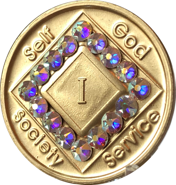 1 - 40 Year Official NA Medallion With Crystal AB Color Swarovski Crystal - RecoveryChip
