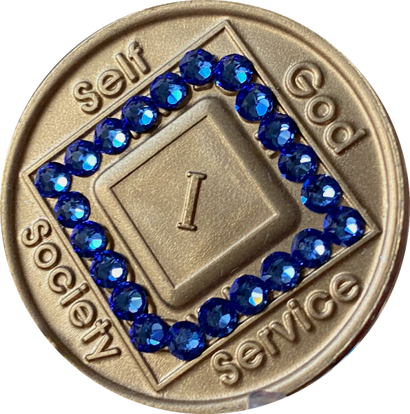 1 - 40 Year Official NA Medallion With Sapphire Blue Color Swarovski Crystal