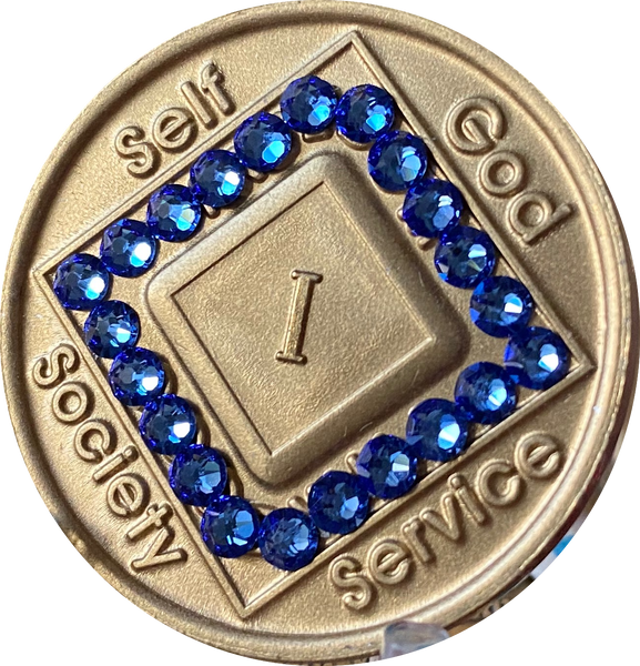 1 - 40 Year Official NA Medallion With Sapphire Blue Color Swarovski Crystal