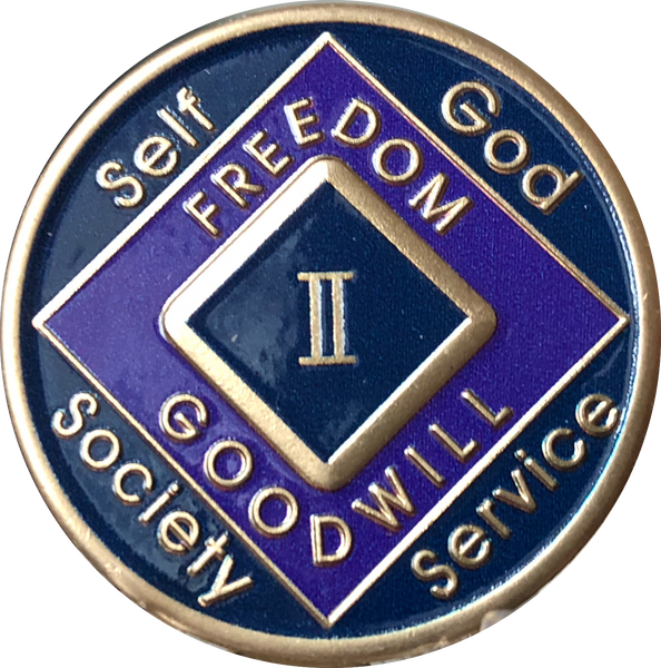 Offical NA Triplate Purple Blue & Black Color Narcotics Anonymous Medallion 18 Month Year 1 - 50 - RecoveryChip