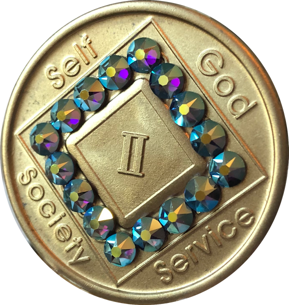 1 - 40 Year Official NA Medallion With Amethyst AB Swarovski Crystal - RecoveryChip