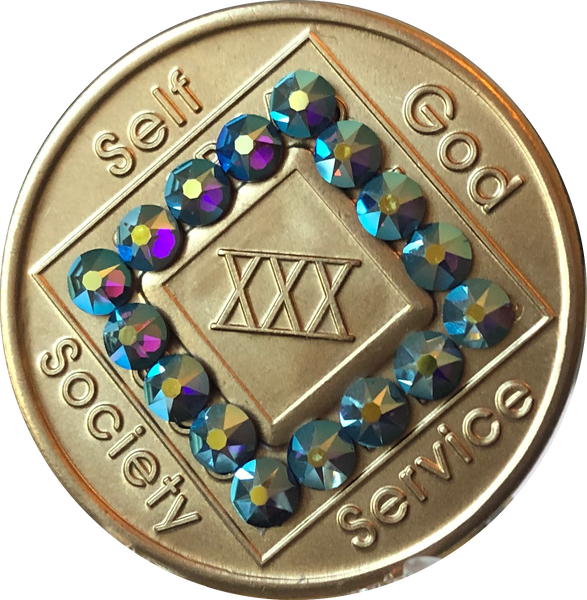 1 - 40 Year Official NA Medallion With Amethyst AB Swarovski Crystal - RecoveryChip