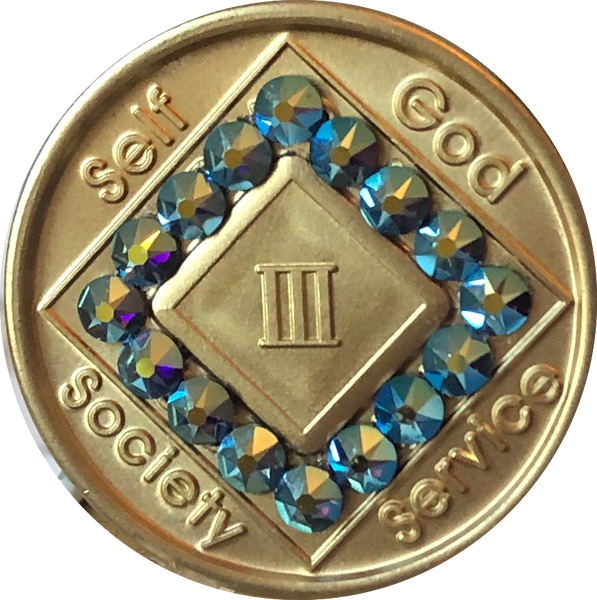 1 - 40 Year Official NA Medallion With Amethyst AB Swarovski Crystal - RecoveryChip