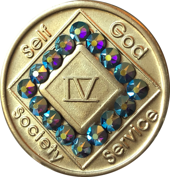 1 - 40 Year Official NA Medallion With Amethyst AB Swarovski Crystal - RecoveryChip