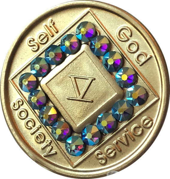 1 - 40 Year Official NA Medallion With Amethyst AB Swarovski Crystal - RecoveryChip
