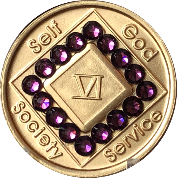 1 - 40 Year Official NA Medallion With Velvet Purple Color Swarovski Crystal