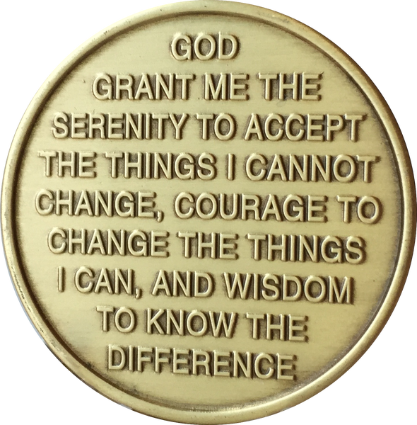 Praying Hands One Day At A Time Serenity Prayer Bronze Sobriety Medallion Chip Coin - RecoveryChip