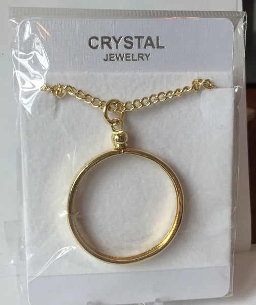 AA Medallion Holder Necklace Gold Plated Sobriety Coin Jewelry - RecoveryChip