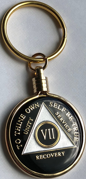 Keychain AA Medallion Holder For Recovery Mint Tri-Plate Chips Gold Plated - RecoveryChip