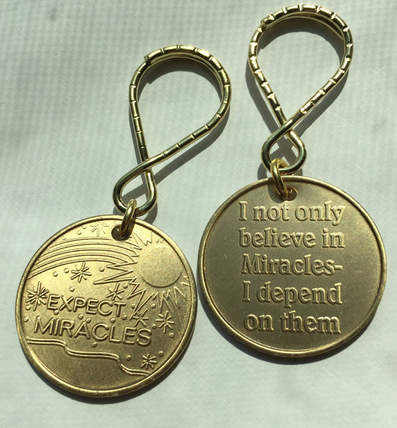 Expect Miracles Bronze Keychain Medallion - RecoveryChip