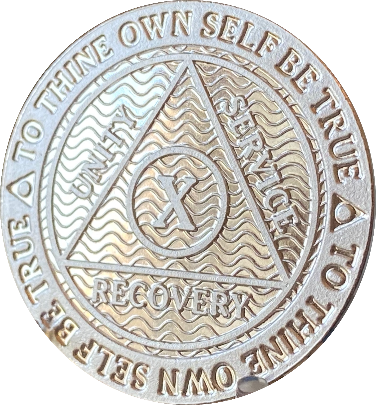 10 Year .999 Fine Silver Mirror Finish AA Medallion Recoverychip Reflex Sobriety Chip