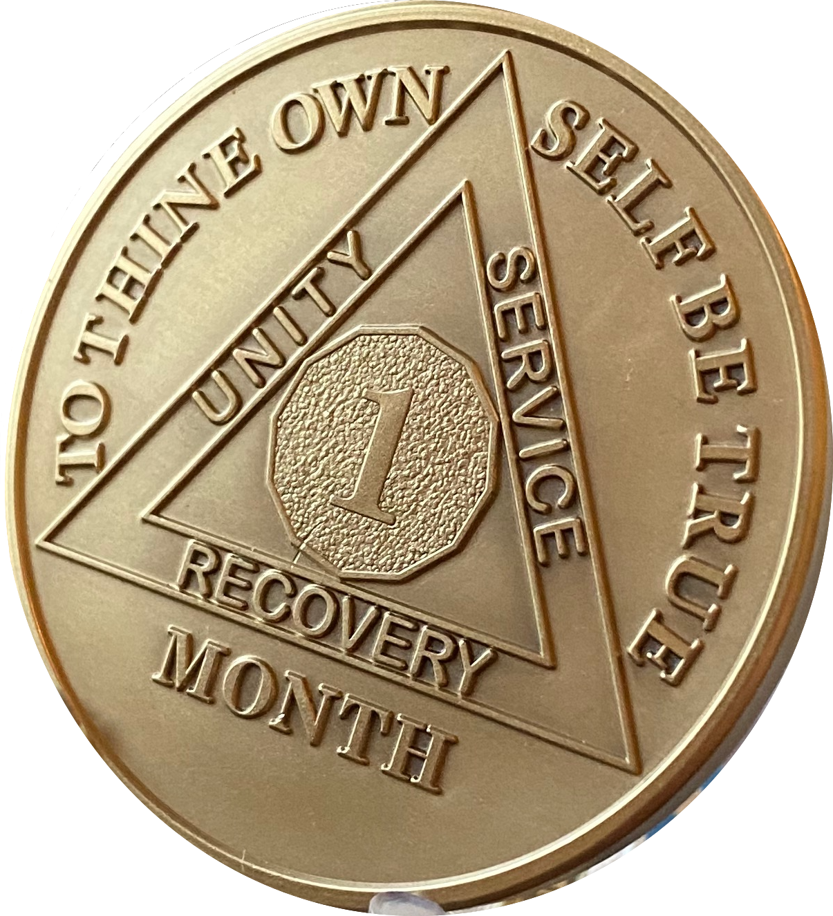 1 Month AA Medallion Large Heavy AA Bronze – 1½” Challenge Coin Size Sobriety Chip