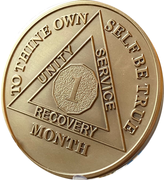 1 Month AA Medallion Large Heavy AA Bronze – 1½” Challenge Coin Size Sobriety Chip