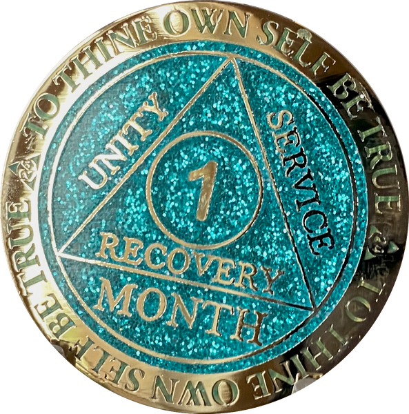 1 Month AA Medallions Bronze Gold Plated and Color Sobriety 30 Day Medallion Chip Coin