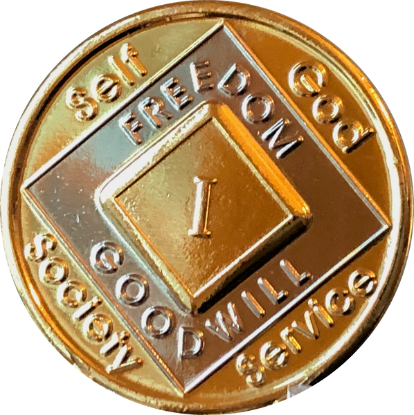 NA Medallion Bi-Plate Gold and Nickel Plated Year 1 - 40 Official Sobriety Chip - RecoveryChip