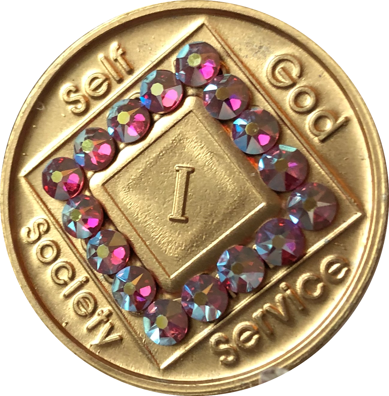 1 - 40 Year Official NA Medallion With Rose Color Swarovski Crystal - RecoveryChip