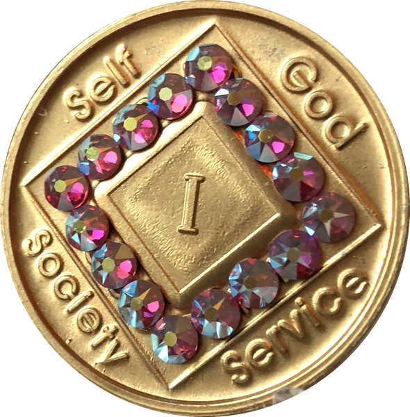 1 - 40 Year Official NA Medallion With Rose Color Swarovski Crystal - RecoveryChip