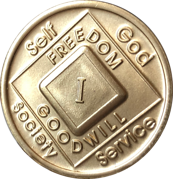 1 Year NA Bronze Medallion Official Narcotics Anonymous Clean Time Sobriety Chip