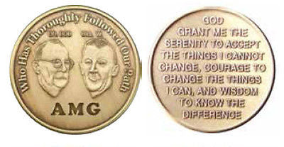 Engraved Personalized AA Founders Bill & Bob Bronze Medallion Sobriety Chip - RecoveryChip