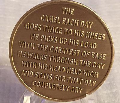 Camel Desert Scene ODAAT One Day At A Time Camel Poem Bronze Sobriety Medallion - RecoveryChip