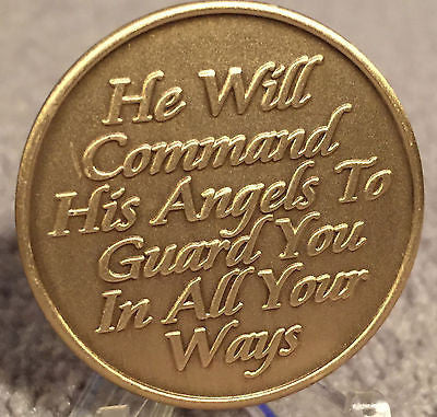 Guardian Angel - He Will Command Angels Medallion Chip Coin Bronze - RecoveryChip