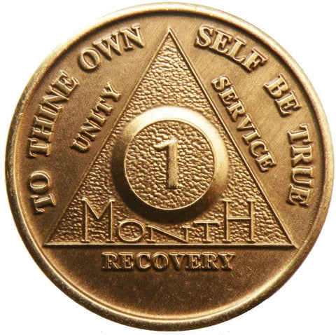 1 Month AA Medallion Bronze 30 Day Sobriety Chip