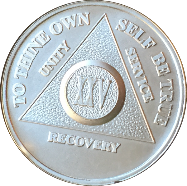 25 Year AA Medallion .999 Fine Silver Sobriety Chip