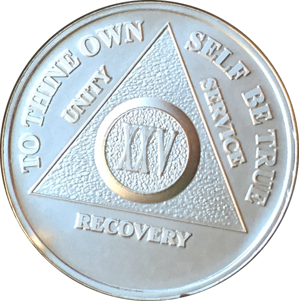 25 Year AA Medallion .999 Fine Silver Sobriety Chip