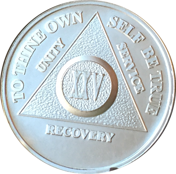 25 Year AA Medallion .999 Fine Silver Sobriety Chip