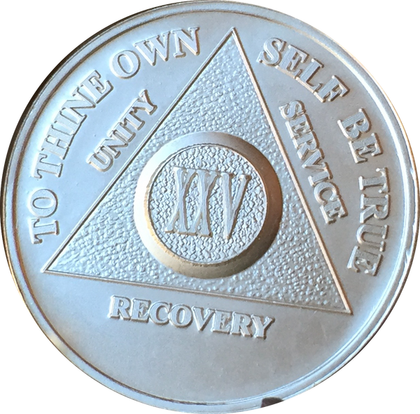 25 Year AA Medallion .999 Fine Silver Sobriety Chip