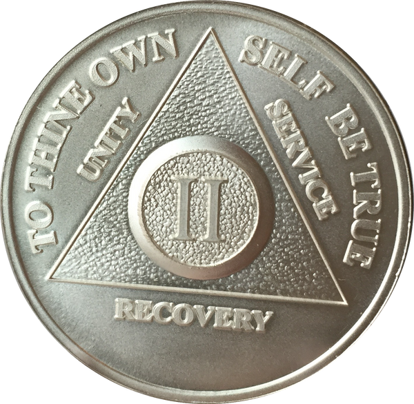 2 Year AA Medallion .999 Fine Silver Sobriety Chip