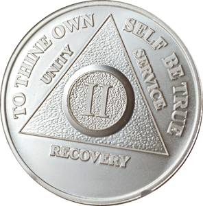 2 Year AA Medallion .999 Fine Silver Sobriety Chip