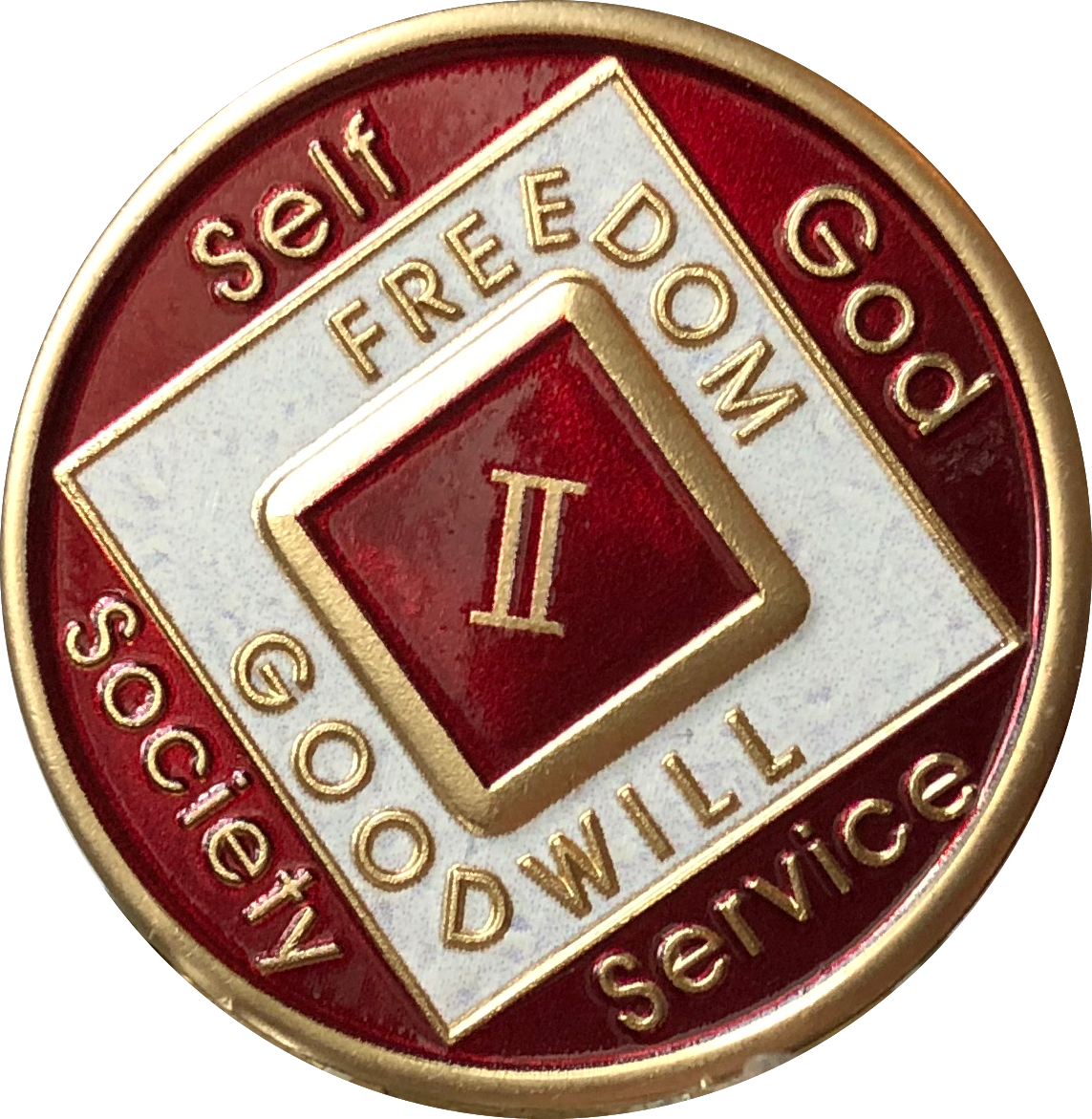 Offical NA Triplate Red & White Color Narcotics Anonymous Medallion 18 Month Year 1 - 50 - RecoveryChip