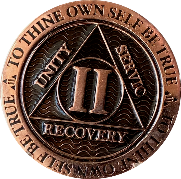 Missing E in Servic 2 Year Copper Plated AA Medallion Reflex Black Design By Recoverychip.com