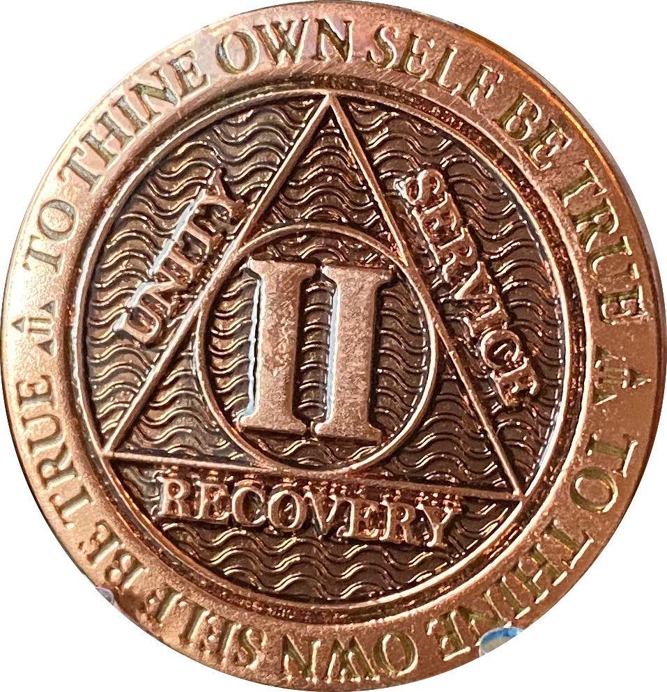 2 Year Copper Plated AA Medallion Reflex Black Design By Recoverychip.com