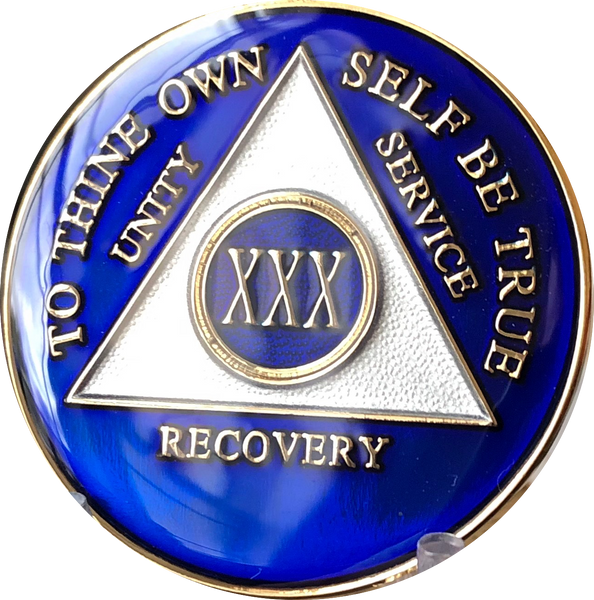 1 - 50 Year or 18 Month Blue Tri-Plate AA Medallion - RecoveryChip