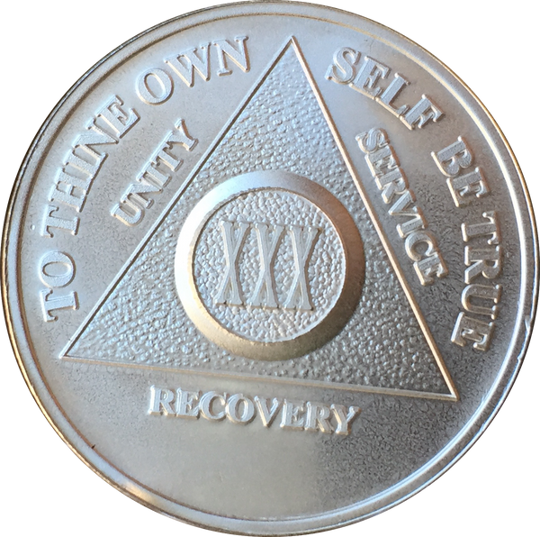 30 Year AA Medallion .999 Fine Silver Sobriety Chip