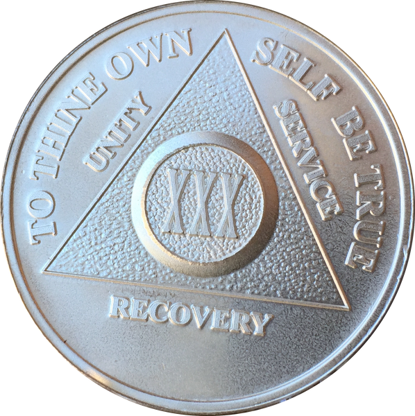 30 Year AA Medallion .999 Fine Silver Sobriety Chip