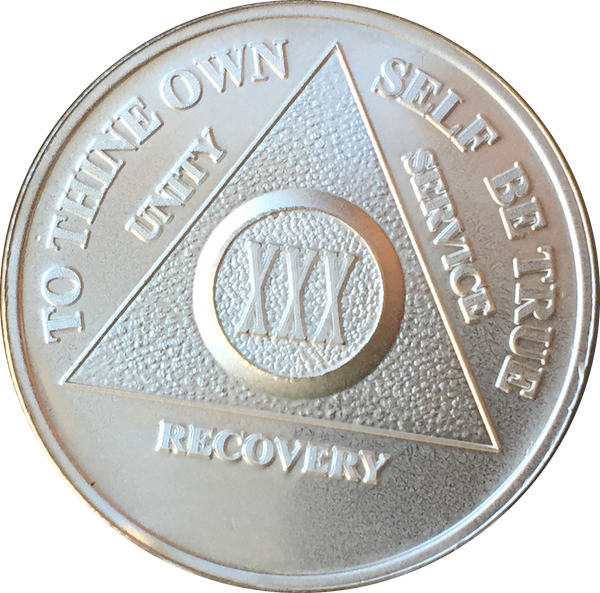 30 Year AA Medallion .999 Fine Silver Sobriety Chip