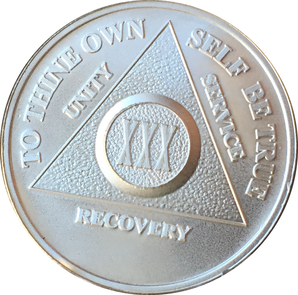 30 Year AA Medallion .999 Fine Silver Sobriety Chip