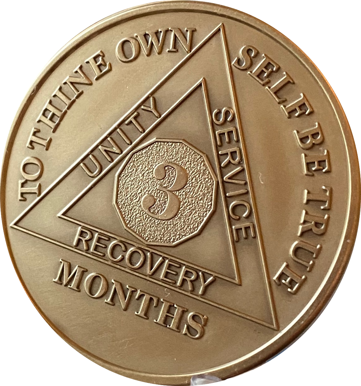 3 Month AA Medallion Large Heavy AA Bronze – 1½” Challenge Coin Size Sobriety Chip