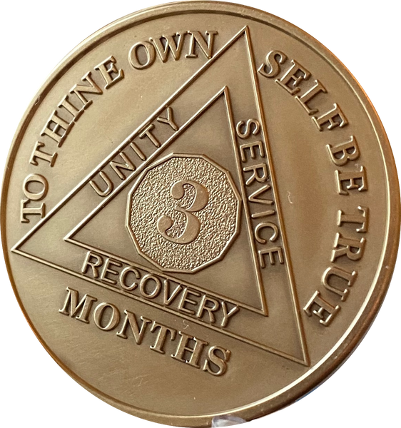 3 Month AA Medallion Large Heavy AA Bronze – 1½” Challenge Coin Size Sobriety Chip