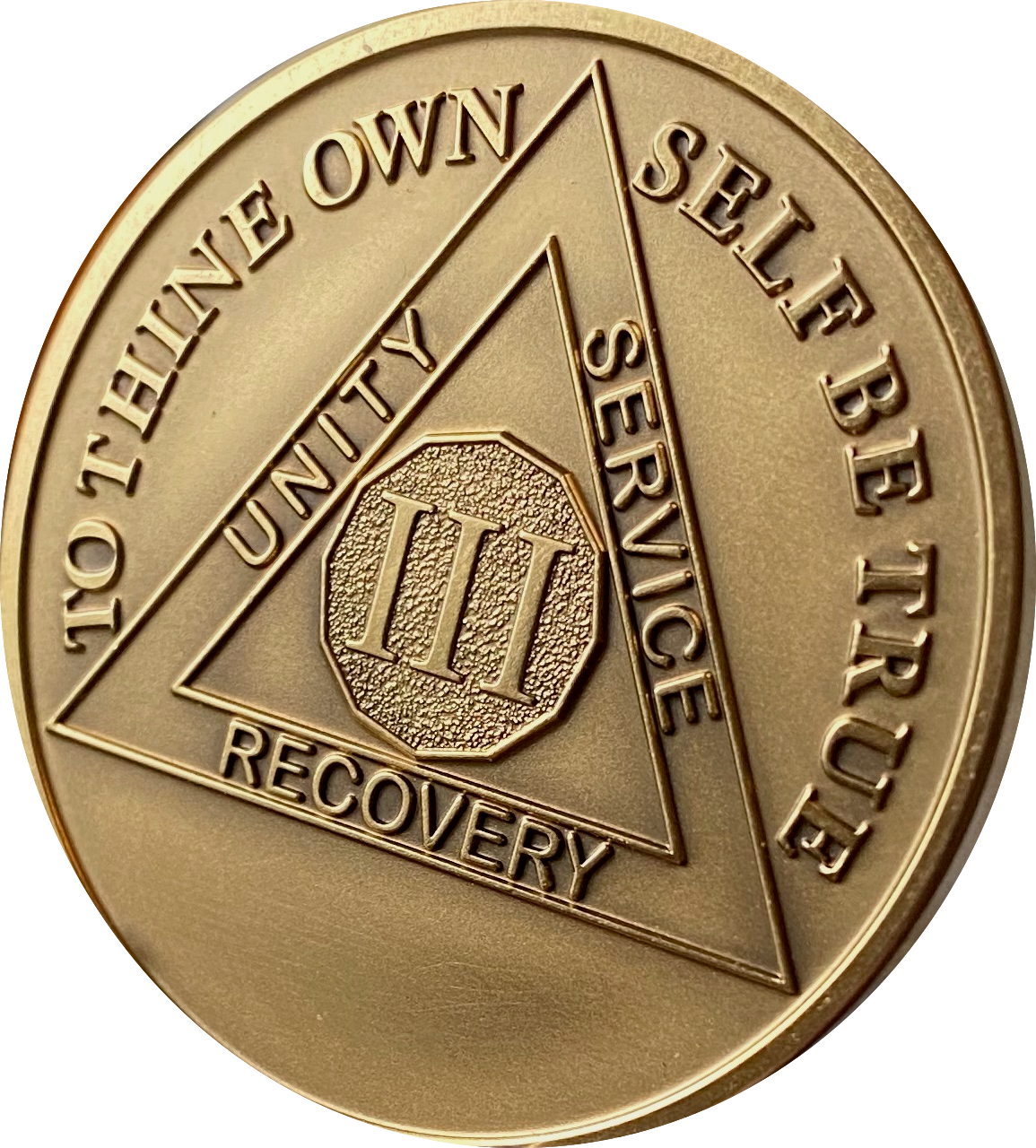 3 Year AA Medallion Large Heavy AA Proof-like Bronze – 1½” [Challenge Coin Size Sobriety Chip