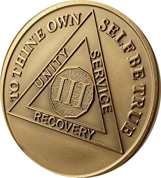 3 Year AA Medallion Large Heavy AA Proof-like Bronze – 1½” [Challenge Coin Size Sobriety Chip