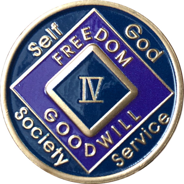 Offical NA Triplate Purple Blue & Black Color Narcotics Anonymous Medallion 18 Month Year 1 - 50 - RecoveryChip