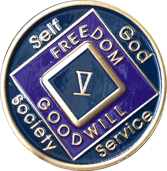 Offical NA Triplate Purple Blue & Black Color Narcotics Anonymous Medallion 18 Month Year 1 - 50 - RecoveryChip