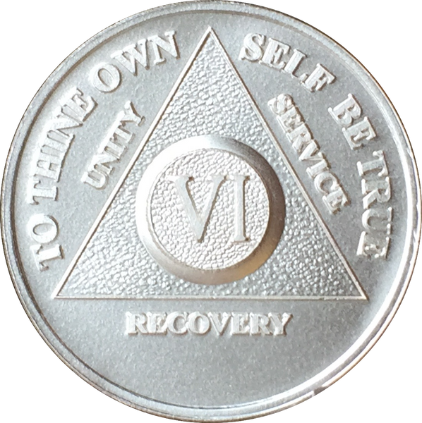 6 Year AA Medallion .999 Fine Silver Sobriety Chip