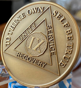 9  Year AA Medallion Large Heavy AA Proof-like Bronze – 1½” [Challenge Coin Size Sobriety Chip